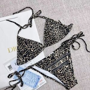 Dior Leopard Print Triangle Bikini